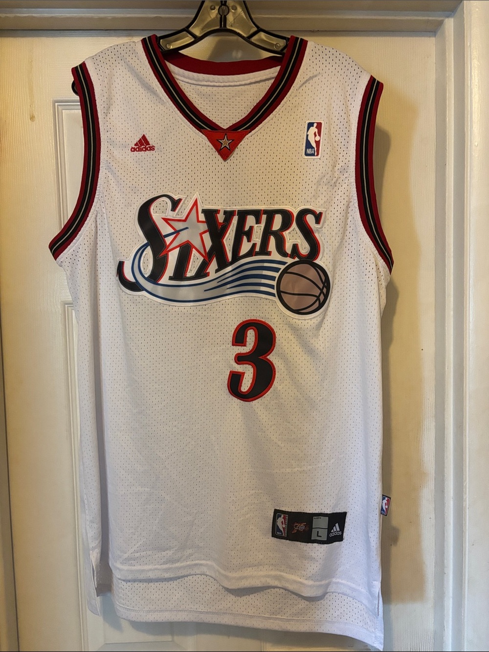 Adidas White Philadelphia 76ers #3 Basketball Jersey Allen Iverson Large NWOTS